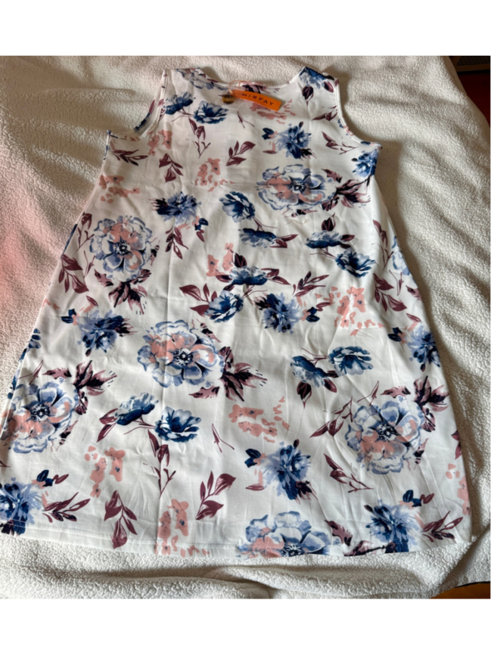 Women's Misfay Floral Mini Dress, Size XL White and Blue - Picture 4 of 6